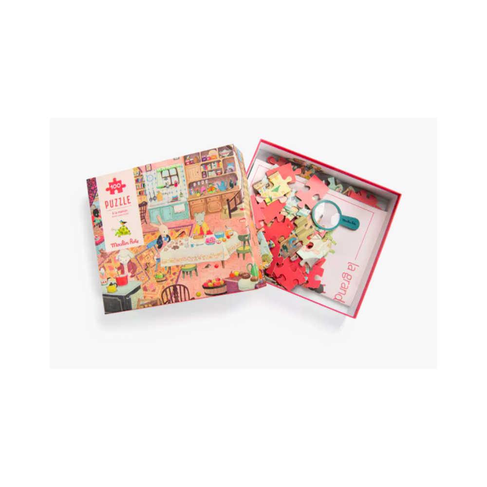 Puzzle 100 pcs à la maison - La grande famille - Moulin Roty