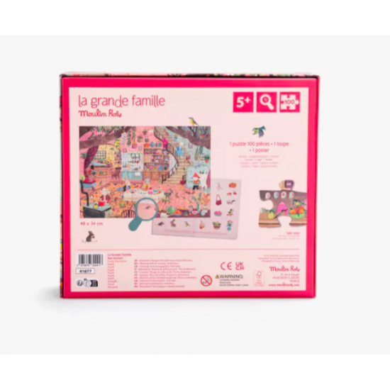 Puzzle 100 pcs à la maison - La grande famille - Moulin Roty