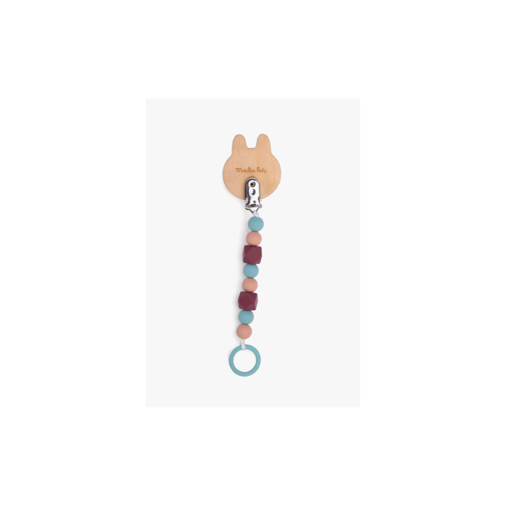 Attache-tétine lapin bois et silicone - Après la pluie - Moulin Roty