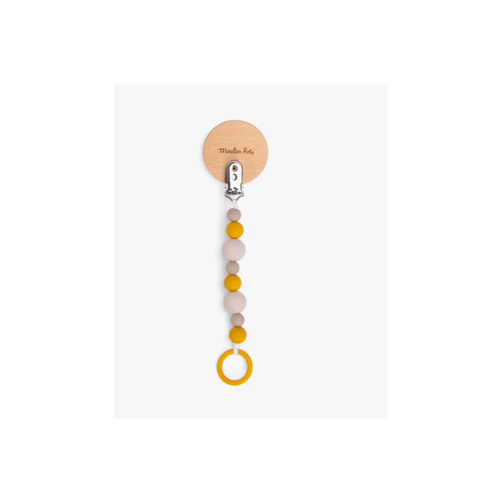Attache-tétine lion bois et silicone - Sous mon Baobab - Moulin Roty