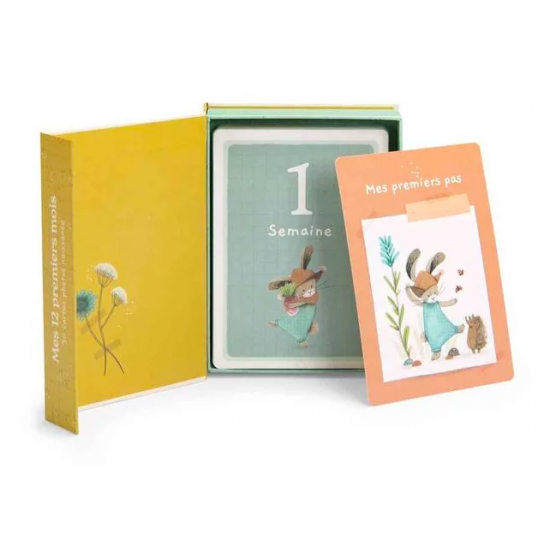 Cartes Mes 12 premiers mois - Trois petits lapins - Moulin Roty
