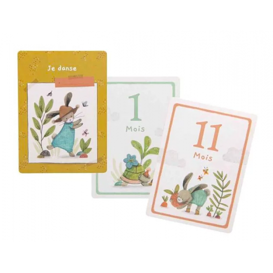 Cartes Mes 12 premiers mois - Trois petits lapins - Moulin Roty