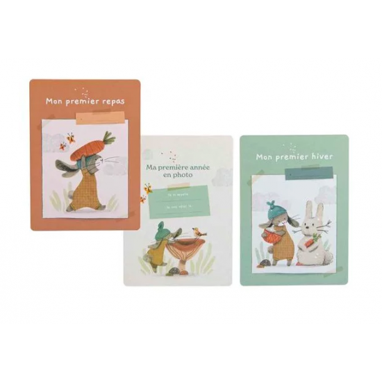 Cartes Mes 12 premiers mois - Trois petits lapins - Moulin Roty