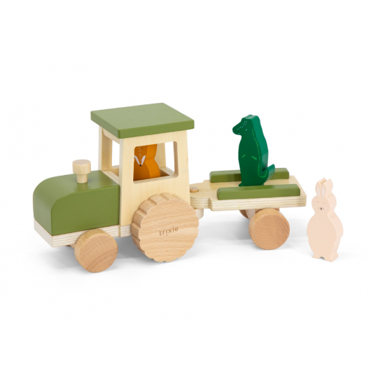 Tracteur en bois avec remorque - Trixie