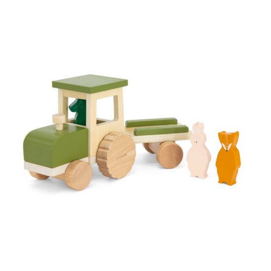 Tracteur en bois avec remorque - Trixie