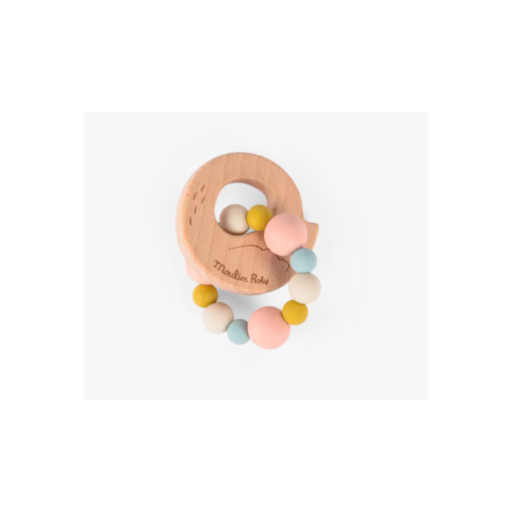 Hochet anneau de dentition bois et silicone - La petite école de danse - Moulin Roty