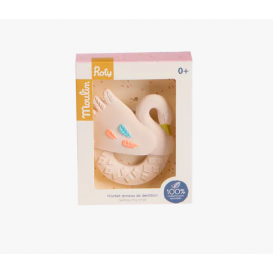 Hochet anneau de dentition en caoutchouc - Cygne - Moulin Roty