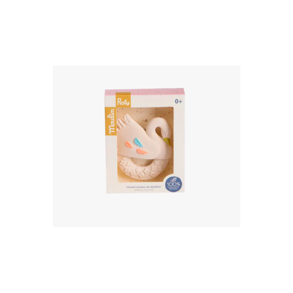 Hochet anneau de dentition en caoutchouc - Cygne - Moulin Roty