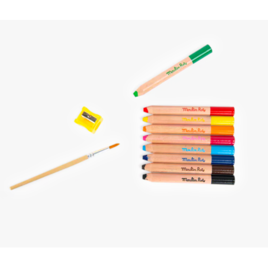 9 crayons de couleurs 3 en 1 - Les Schmouks - Moulin Roty