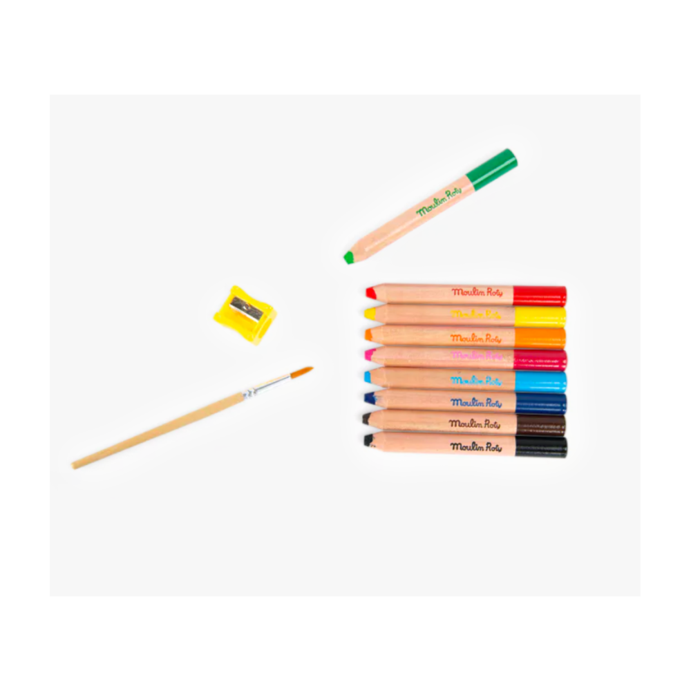 9 crayons de couleurs 3 en 1 - Les Schmouks - Moulin Roty