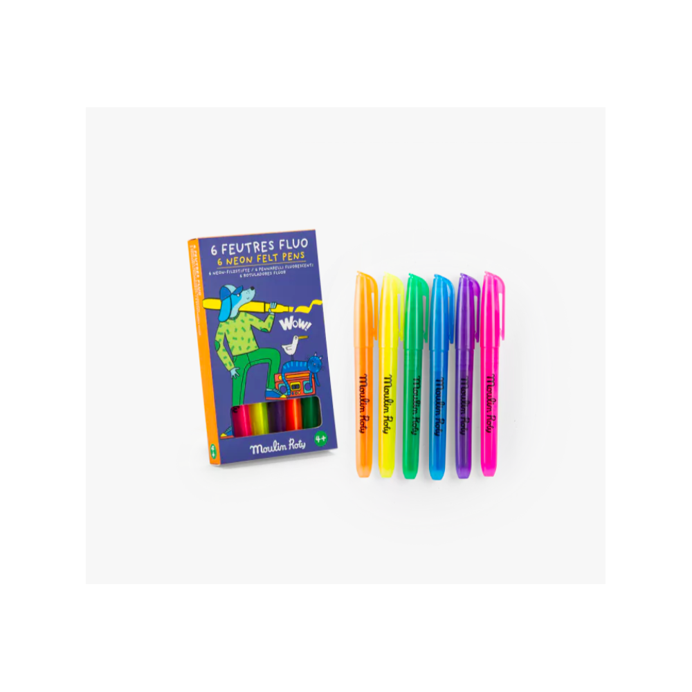 6 feutres fluo Les Loufoques - Moulin Roty
