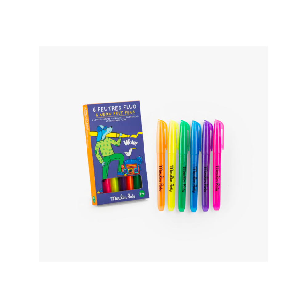6 feutres fluo Les Loufoques - Moulin Roty