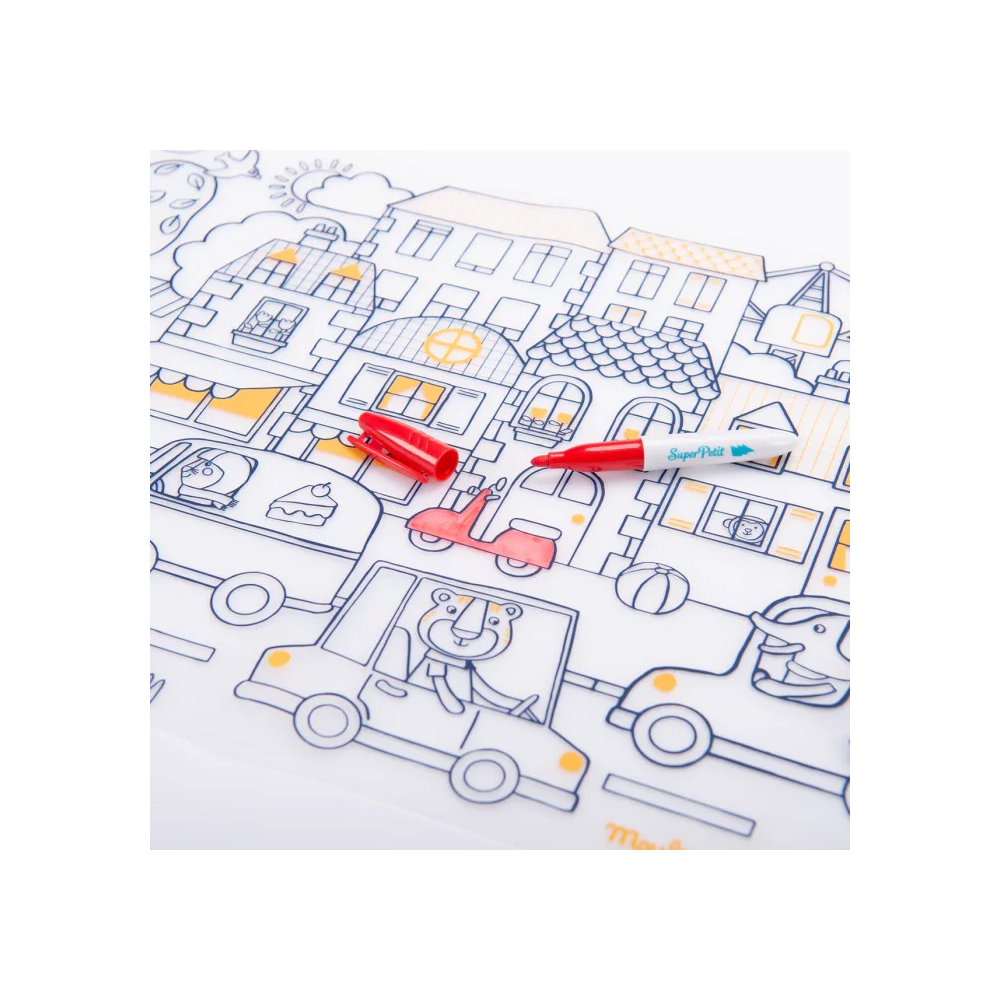 Set en silicone à colorier + 5 feutres - Les Popipop - Moulin Roty