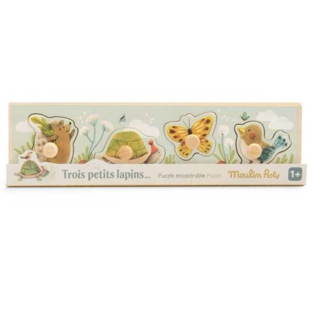 Puzzle encastrable avec poignées - Trois petits lapins - Moulin Roty