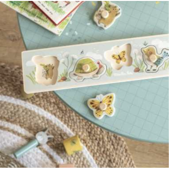Puzzle encastrable avec poignées - Trois petits lapins - Moulin Roty