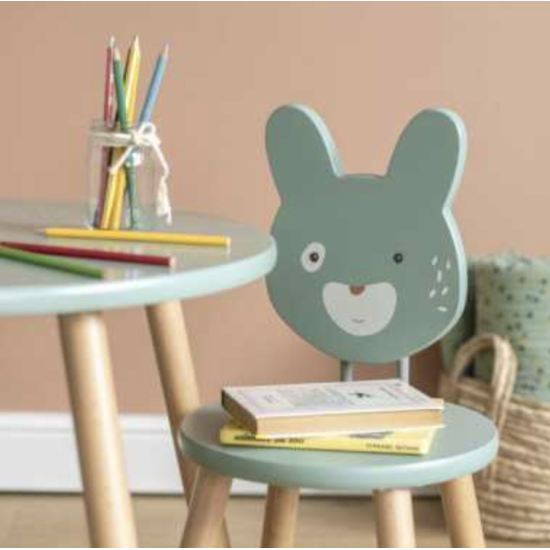 Chaise en bois sauge - Trois petits lapins - Moulin Roty
