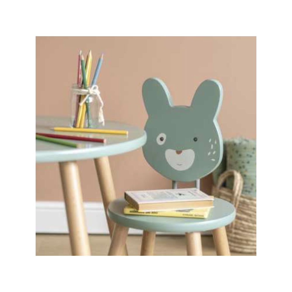 Chaise en bois sauge - Trois petits lapins - Moulin Roty