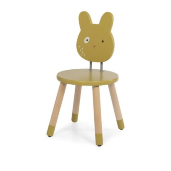 Chaise en bois ocre - Trois petits lapins - Moulin Roty