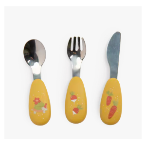 Couverts silicone et inox - Trois petits lapins - Moulin Roty