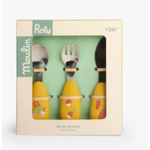 Couverts silicone et inox - Trois petits lapins - Moulin Roty