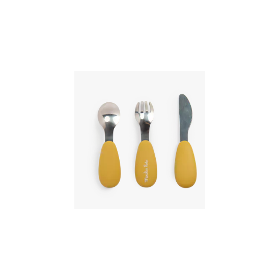 Couverts silicone et inox - Trois petits lapins - Moulin Roty