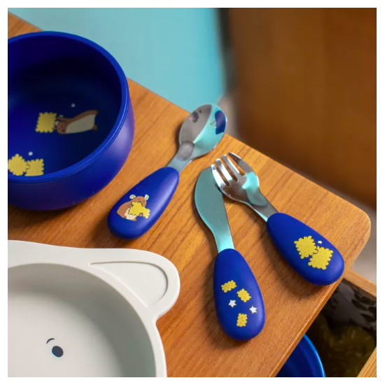Couverts en silicone et inox - Puce et Pilou - Moulin Roty