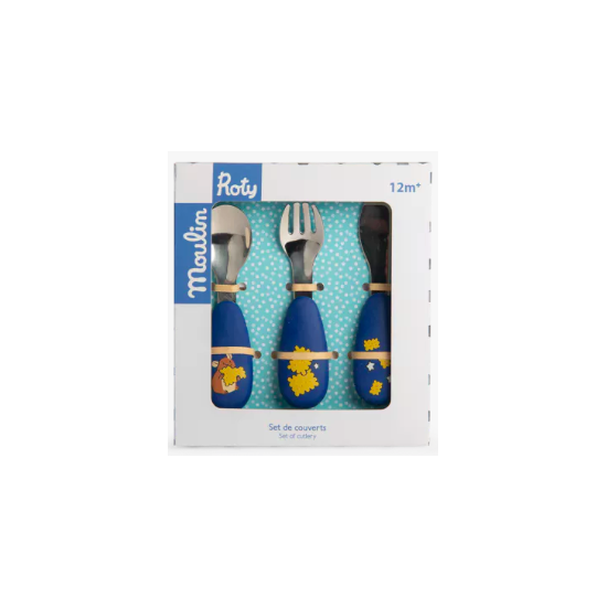 Couverts en silicone et inox - Puce et Pilou - Moulin Roty