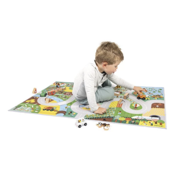 Tapis avec circuit Campagne - Cross Roads - Janod