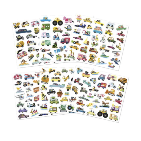 Stickers Véhicules - 200 autocollants - Janod