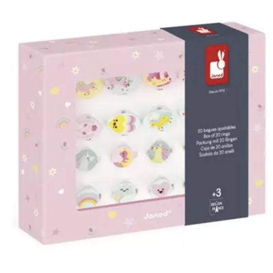 Assortiment de 20 bagues - Licornes - Janod