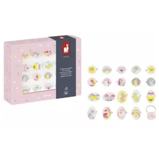 Assortiment de 20 bagues - Licornes - Janod