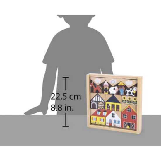 Coffret de 34 cubes en bois - Campagne - Janod
