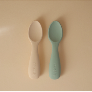 Lot de 2 cuillères bébé - Cambridge blue / Shifting Sand - Mushie