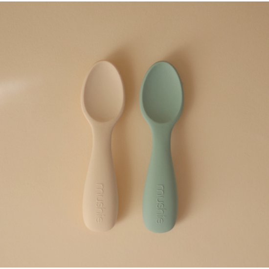 Lot de 2 cuillères bébé - Cambridge blue / Shifting Sand - Mushie