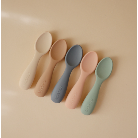 Lot de 2 cuillères bébé - Cambridge blue / Shifting Sand - Mushie