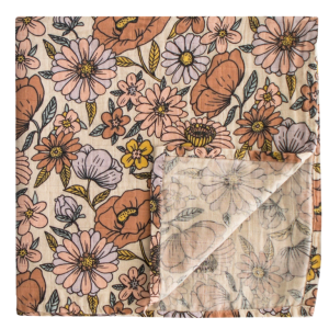 Maxi lange en coton bio Retro Flower (120X120cm) - Mushie