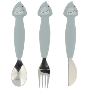 Couverts en silicone et inox 3 pièces - Mr Shark - Trixie