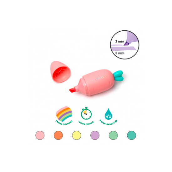 Set de 6 mini surligneurs - Carottes - Legami