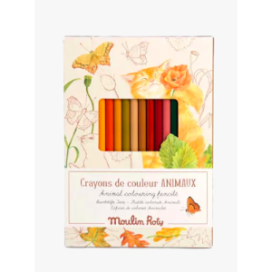 Coffret de 12 Crayons de couleur + Cartes -  Le jardinier - Le Jardin du Moulin