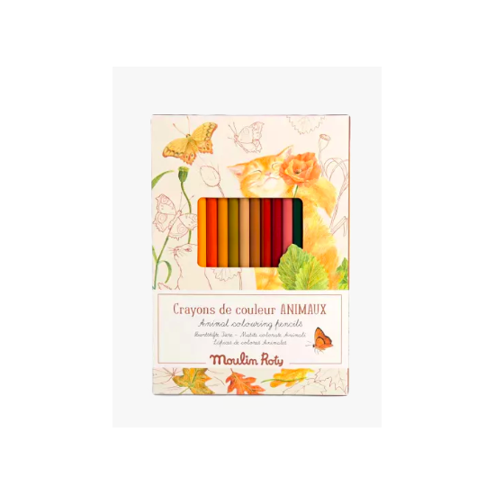 Coffret de 12 Crayons de couleur + Cartes -  Le jardinier - Le Jardin du Moulin