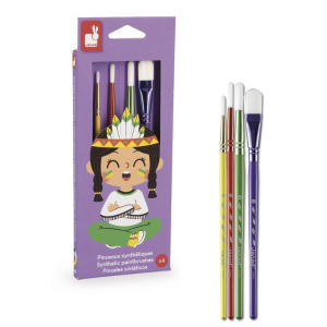 Kit de 4 pinceaux synthétiques - Janod