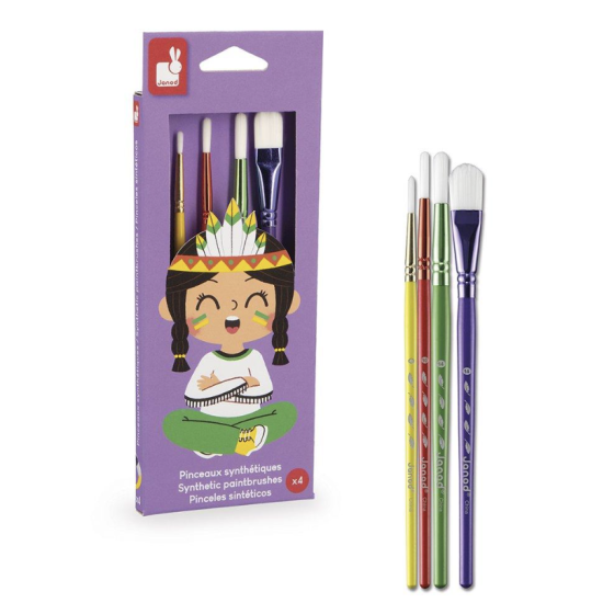 Kit de 4 pinceaux synthétiques - Janod
