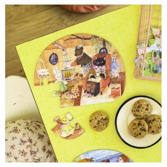 4 mini puzzles des repas ( 4 X 12 pièces) -Les Minouchkas - Moulin Roty