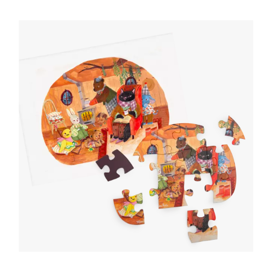 4 mini puzzles des repas ( 4 X 12 pièces) -Les Minouchkas - Moulin Roty