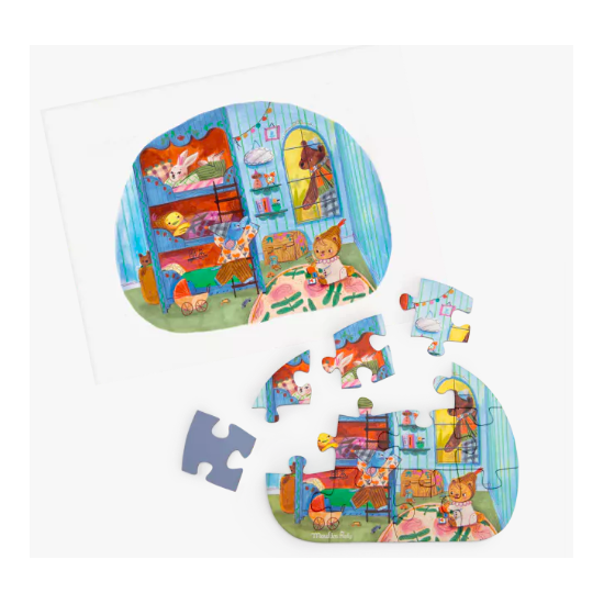 4 mini puzzles des repas ( 4 X 12 pièces) -Les Minouchkas - Moulin Roty