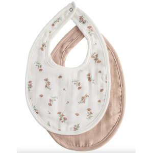 Lot de 2 bavoirs en mousseline - Blush/Pink Flora - Mushie