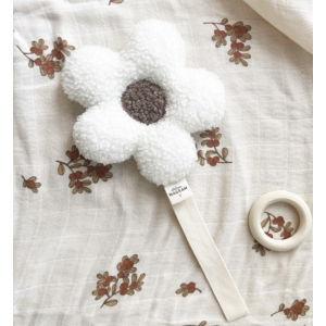 Attache-tétine / Suspension Fleur Moumoute écru / beige - Atelier Wagram
