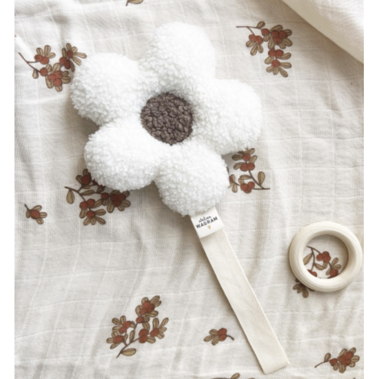 Attache-tétine / Suspension Fleur Moumoute écru / beige - Atelier Wagram