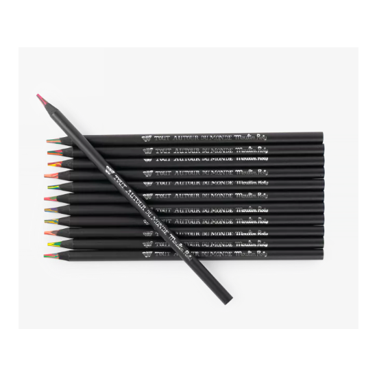 12 crayons de couleur multicolores - Tout autour du Monde - Moulin Roty