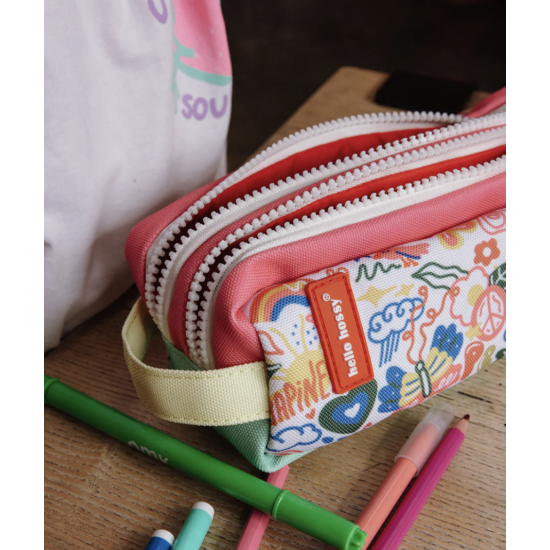 Trousse scolaire double compartiment Happiness - Hello Hossy